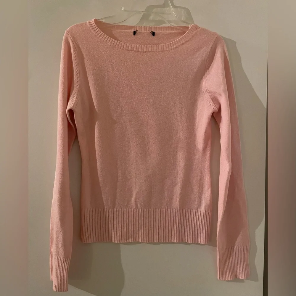 H&M Soft Pink Boat Neck Long Sleeve Sweater Lightweight